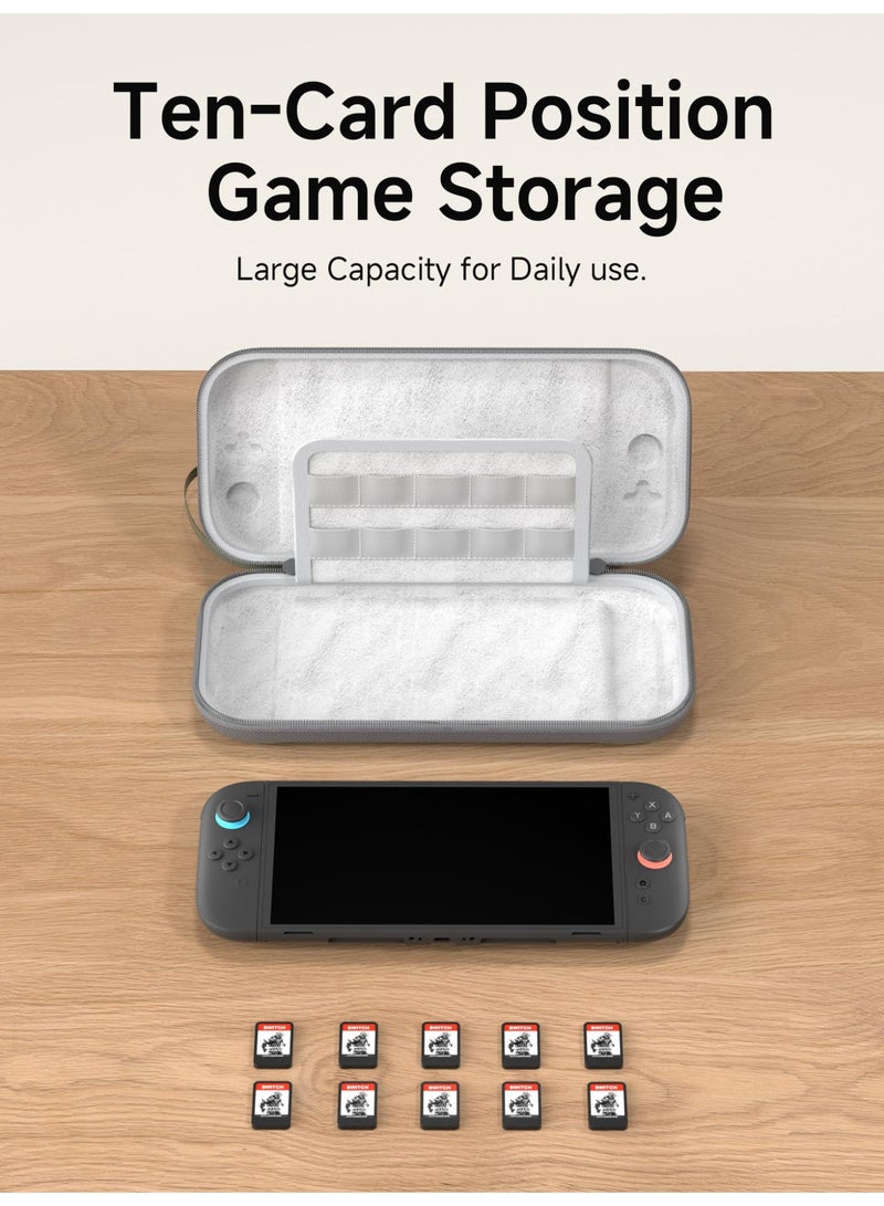 حقيبة نينتندو سويتش 2 المحمولة، حقيبة سفر متينة، غطاء واقٍ مع 10 خراطيش ألعاب (أخضر) - Image 3